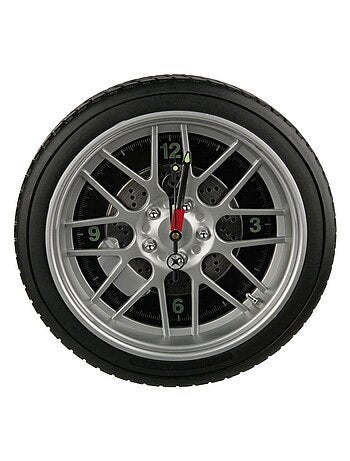 Horloge murale roue de voiture LED avec pneu