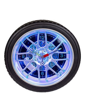 Horloge murale roue de voiture LED avec pneu