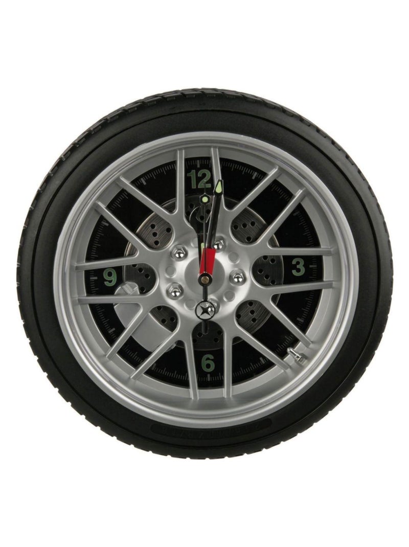 Horloge murale roue de voiture LED avec pneu Noir - Kiabi