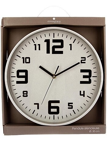 Horloge murale silencieuse cadre en métal brossé ELIAN