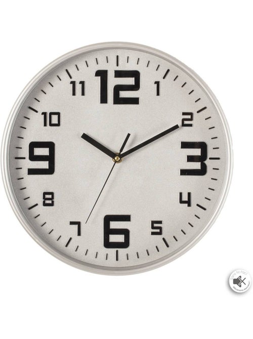 Horloge murale silencieuse cadre en métal brossé ELIAN - Kiabi