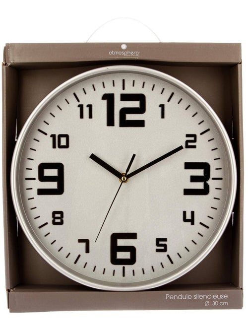 Horloge murale silencieuse cadre en métal brossé ELIAN - Kiabi
