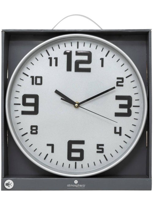 Horloge murale silencieuse cadre en métal brossé ELIAN - Kiabi