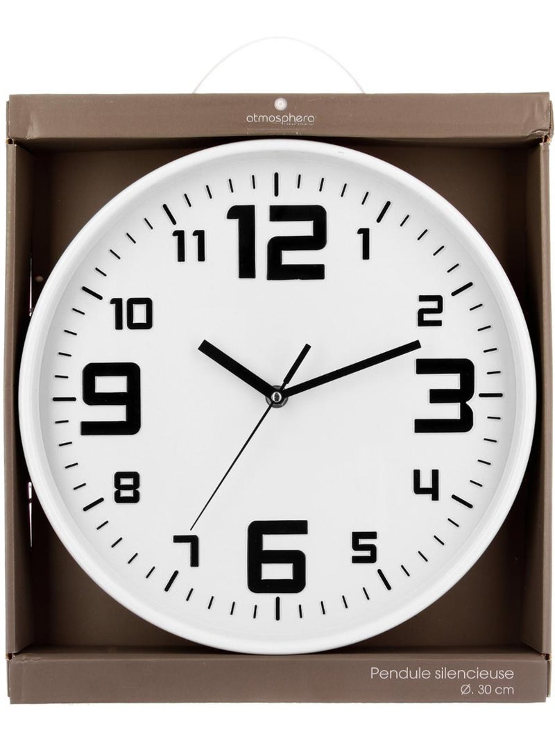 Horloge murale silencieuse cadre en métal brossé ELIAN Blanc - Kiabi