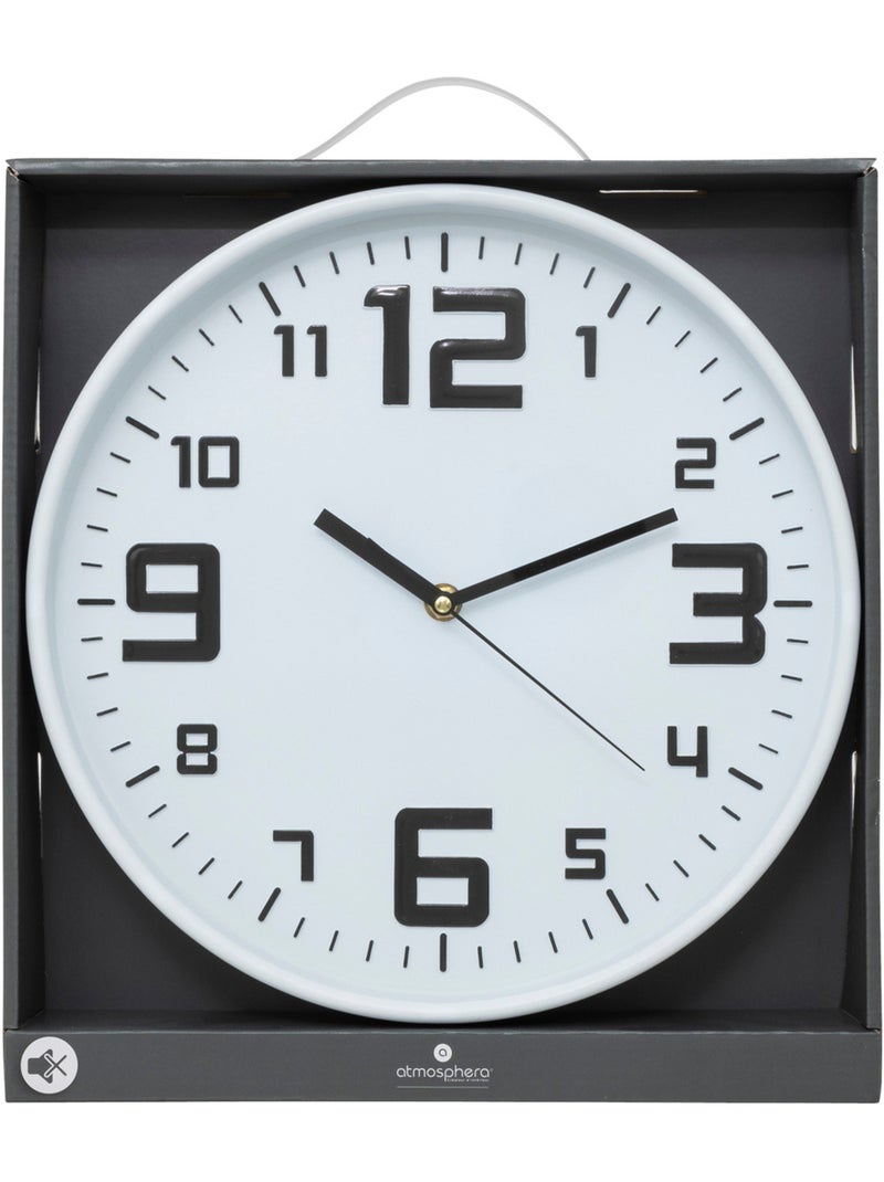 Horloge murale silencieuse cadre en métal brossé ELIAN Blanc - Kiabi