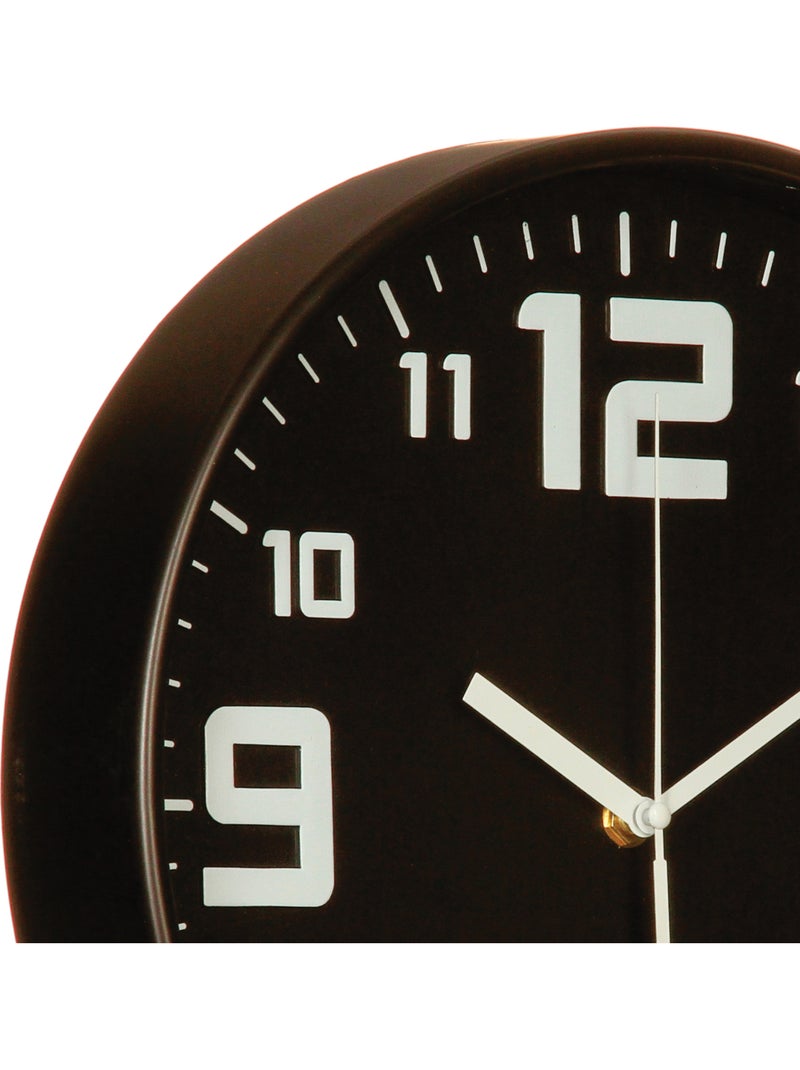 Horloge murale silencieuse cadre en métal brossé ELIAN Noir - Kiabi