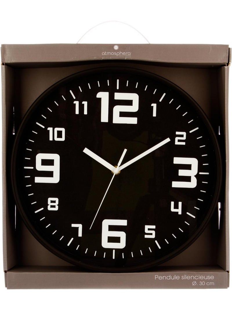 Horloge murale silencieuse cadre en métal brossé ELIAN Noir - Kiabi