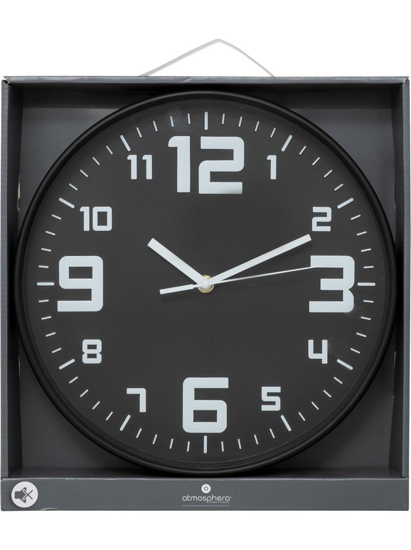Horloge murale silencieuse cadre en métal brossé ELIAN Noir - Kiabi