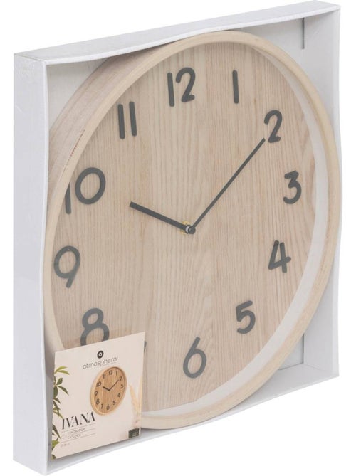Horloge murale silencieuse en bois clair IVANA - Kiabi Horloge murale silencieuse en bois clair IVANA - Kiabi