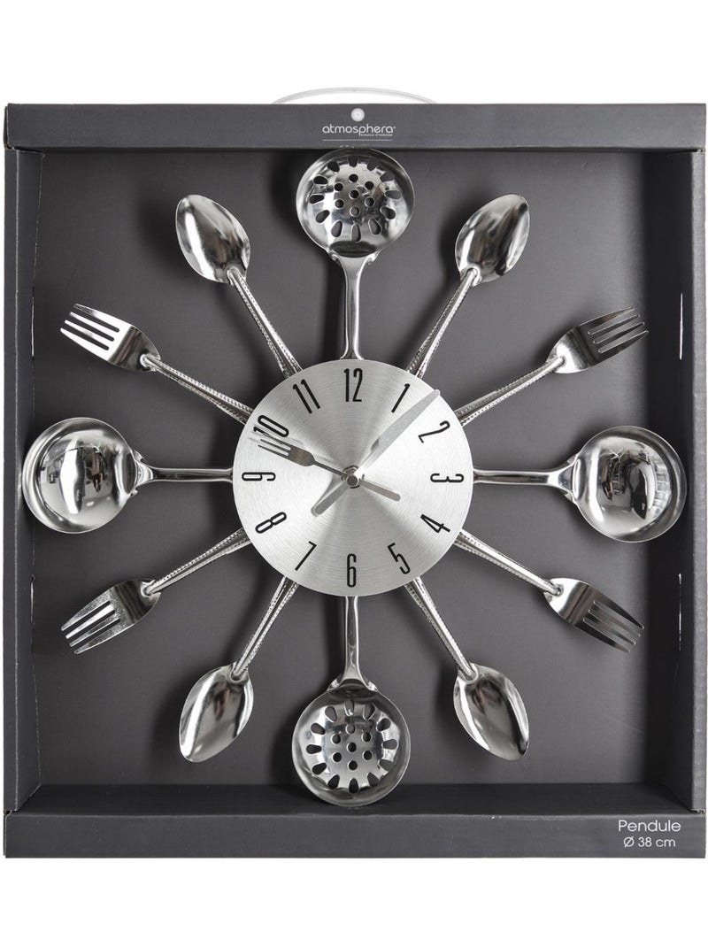 Horloge murale ustensiles cuisine USTENSILES Argent - Kiabi