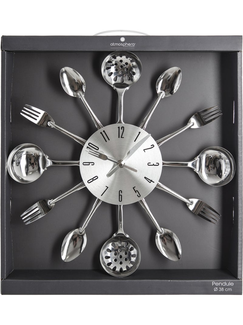 Horloge murale ustensiles cuisine USTENSILES Argent - Kiabi