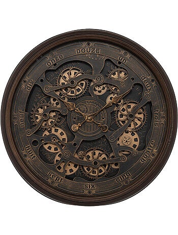 Horloge murale vintage mécanisme rouages apparents ALBAN
