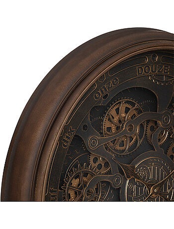 Horloge murale vintage mécanisme rouages apparents ALBAN