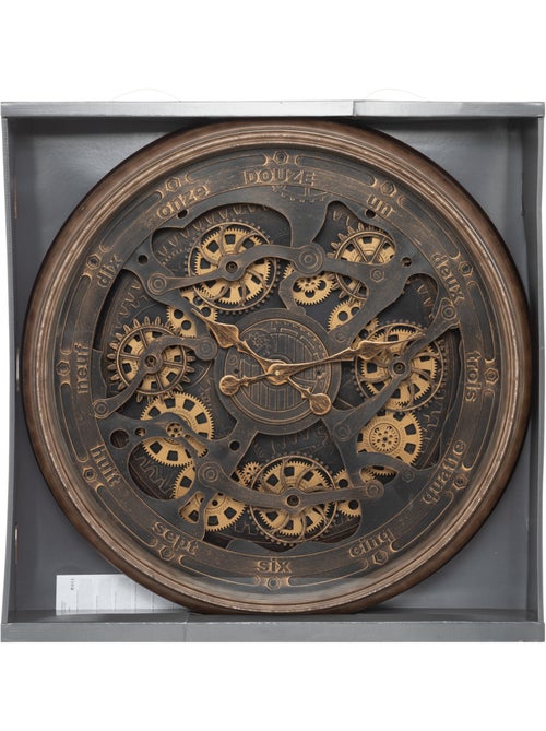 Horloge murale vintage mécanisme rouages apparents ALBAN - Kiabi