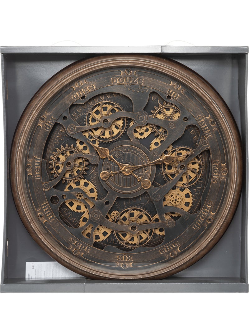 Horloge murale vintage mécanisme rouages apparents ALBAN Marron - Kiabi