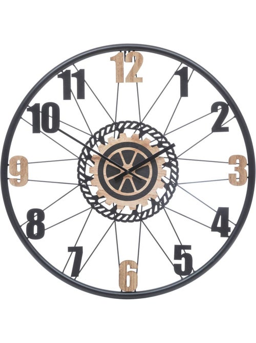 Horloge murale vintage métal mécanismes apparents MOHAN - Kiabi