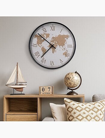 Horloge planisphère vitrée 50cm