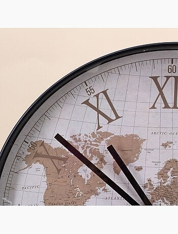 Horloge planisphère vitrée 50cm