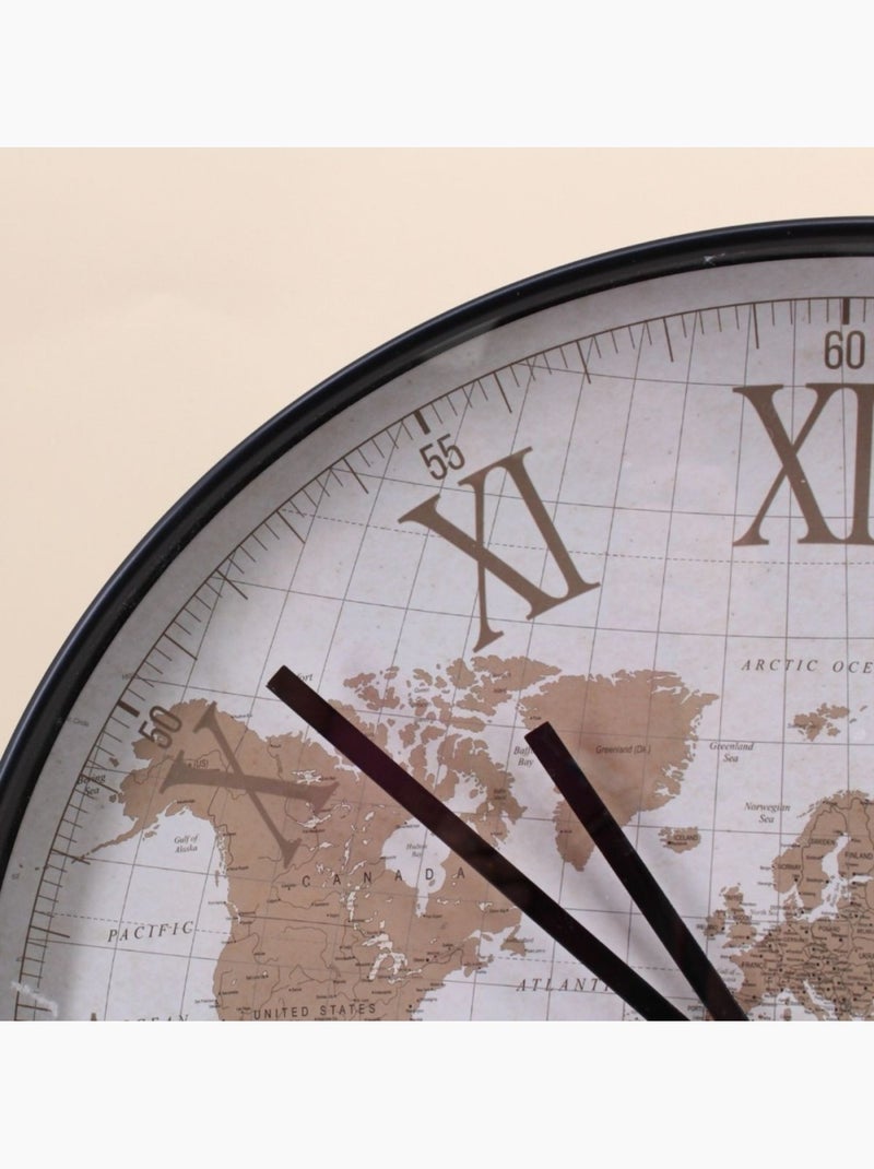 Horloge planisphère vitrée  50cm Beige - Kiabi