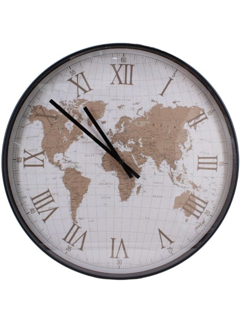 Horloge planisphère vitrée  50cm Beige - Kiabi