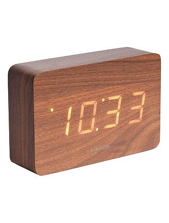 Horloge réveil en bois Square - H. 10 cm