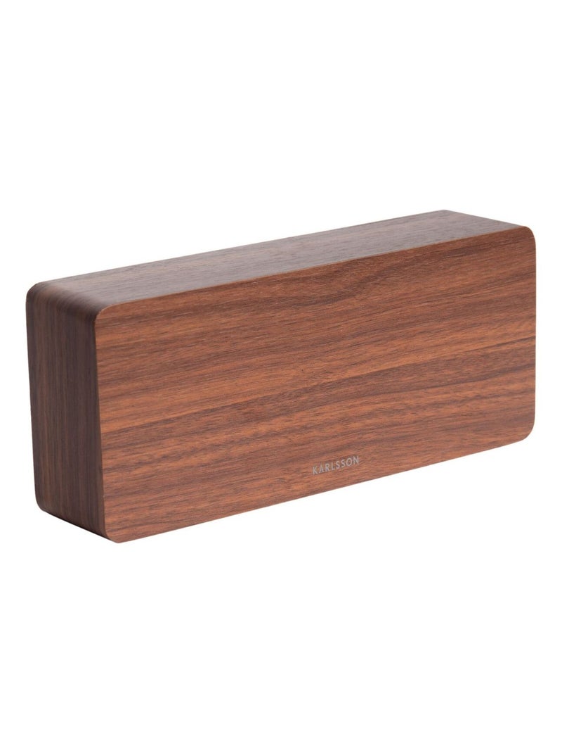Horloge réveil en bois Square - H. 9 cm Marron - Kiabi