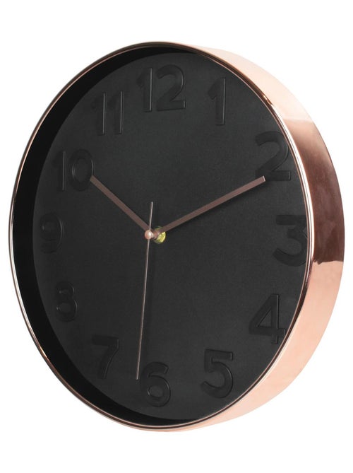 Horloge Ronde 30.5 cm noire cuivrée - Kiabi