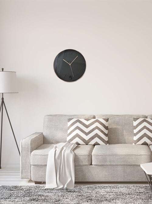 Horloge Ronde 30.5 cm noire cuivrée - Kiabi