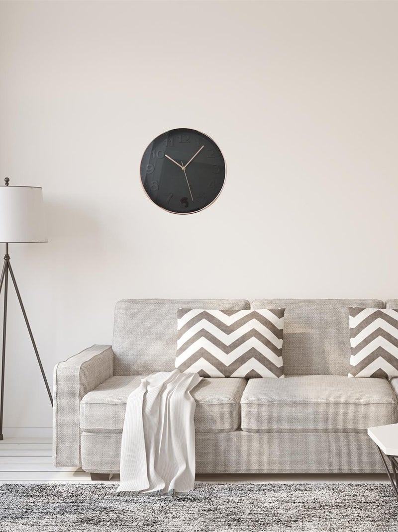 Horloge Ronde 30.5 cm noire cuivrée Noir - Kiabi