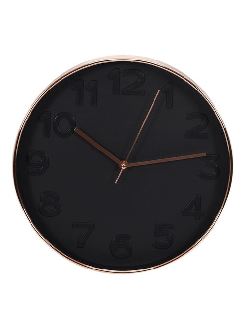 Horloge Ronde 30.5 cm noire cuivrée - Kiabi