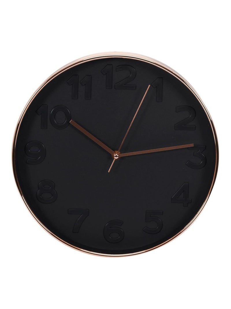 Horloge Ronde 30.5 cm noire cuivrée Noir - Kiabi