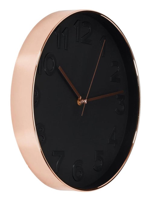 Horloge Ronde 30.5 cm noire cuivrée - Kiabi