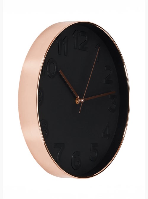 Horloge Ronde 30.5 cm noire cuivrée - Kiabi