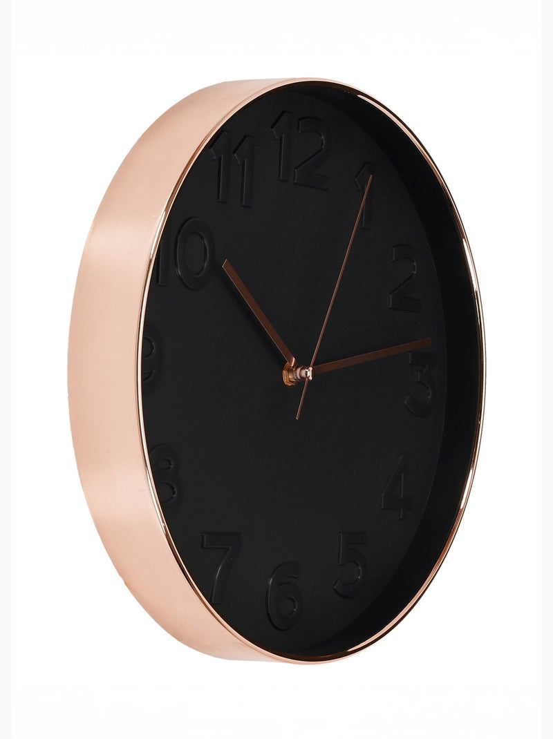 Horloge Ronde 30.5 cm noire cuivrée Noir - Kiabi