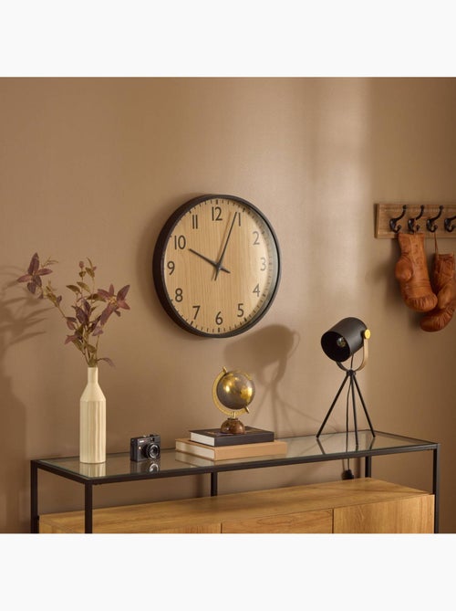 Horloge ronde cadran effet bois rory - Kiabi