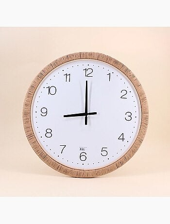Horloge ronde contour rotin 54cm
