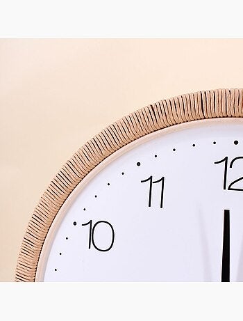 Horloge ronde contour rotin 54cm