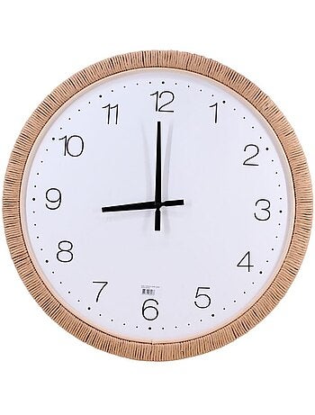 Horloge ronde contour rotin 54cm