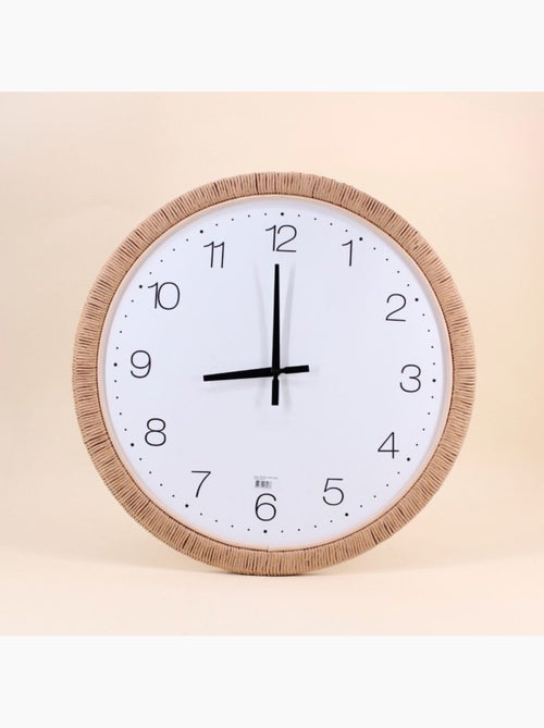Horloge ronde contour rotin 54cm - Kiabi