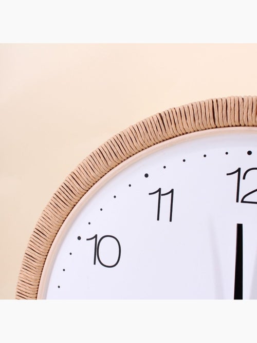 Horloge ronde contour rotin 54cm - Kiabi