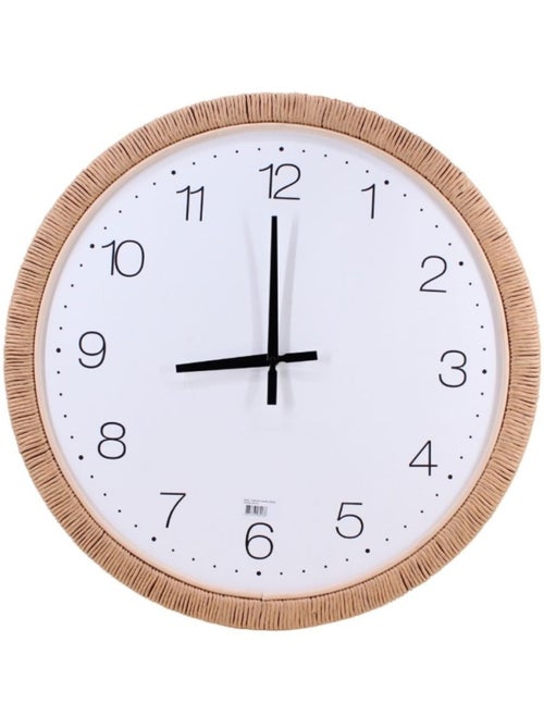 Horloge ronde contour rotin 54cm - Kiabi