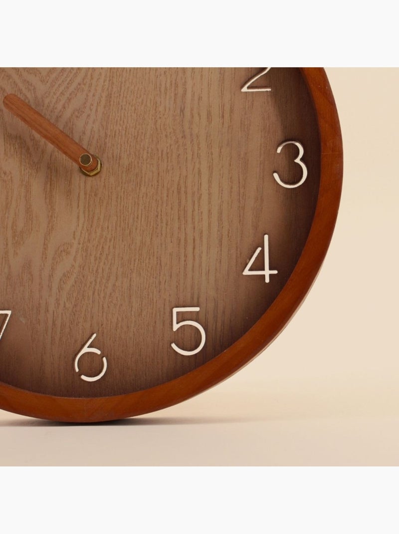 Horloge ronde en bois 30cm Beige - Kiabi