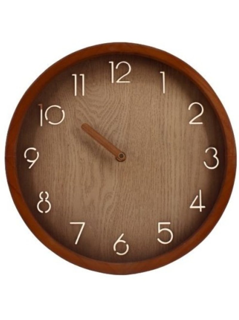 Horloge ronde en bois 30cm Beige - Kiabi