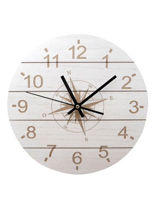 Horloge ronde en bois motif rose des vents 30 cm
