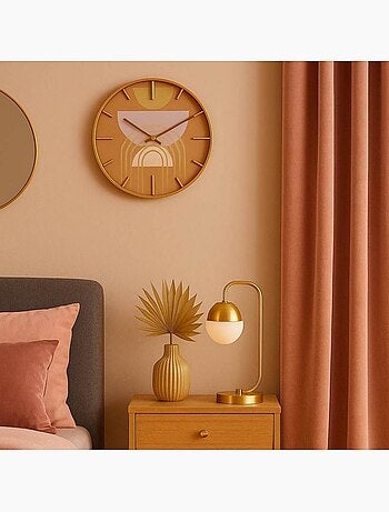 Horloge ronde métal doré motifs arches 40cm