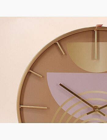 Horloge ronde métal doré motifs arches 40cm