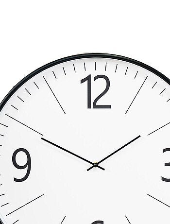 Horloge ronde murale en plastique noir et blanc Ø - House Nordic