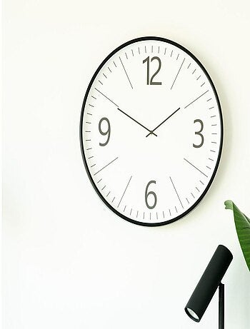 Horloge ronde murale en plastique noir et blanc Ø - House Nordic