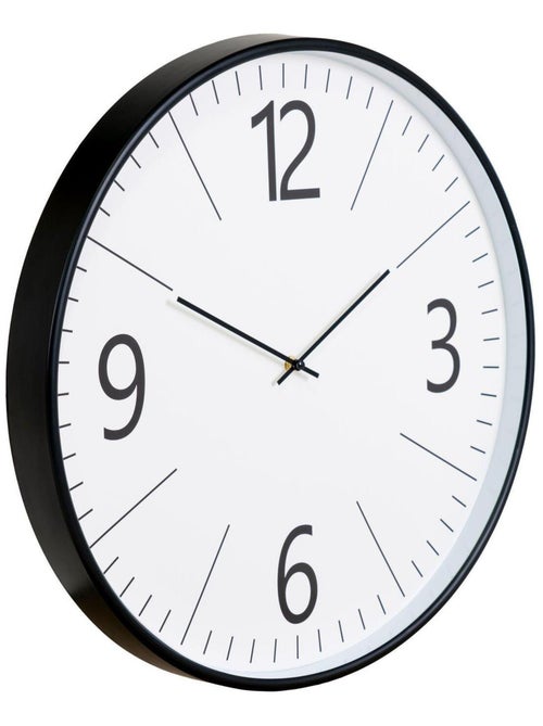 Horloge ronde murale en plastique noir et blanc Ø - House Nordic - Kiabi