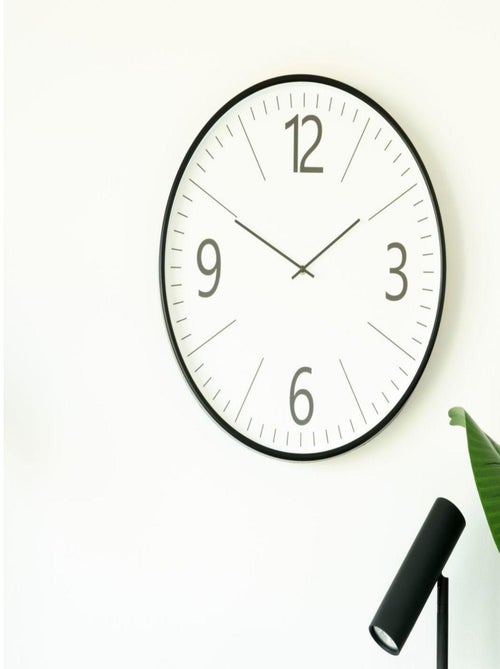 Horloge ronde murale en plastique noir et blanc Ø - House Nordic - Kiabi